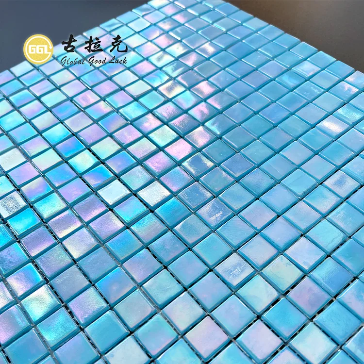 Blue crystal glass mosaic tiles cheap swimming pool tile backsplash