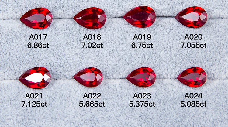 Quality Lab Grown Ruby Gemstone Pear Cut Pigeon Blood Red Ruby Diamond