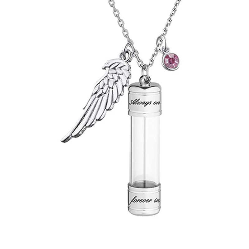 Engraving Openable Glass Vial Pendant Necklace Women Memorial Ashes Bottle Cremation Urn Memorial Gifts Jewelry For Pet Human