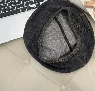 Осенняя винтажная уличная одежда из джинсовой ткани, повседневный складной круглый ковбойский берет на заказ