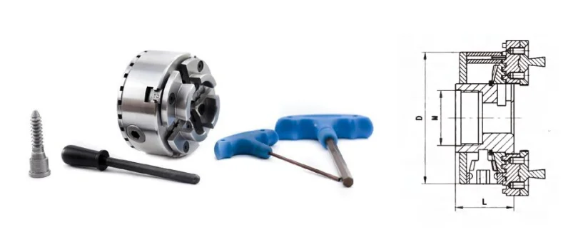 KP96 4-Jaw Self-Centering Lathe Chuck - 3.75" Diameter For Grinding & Milling