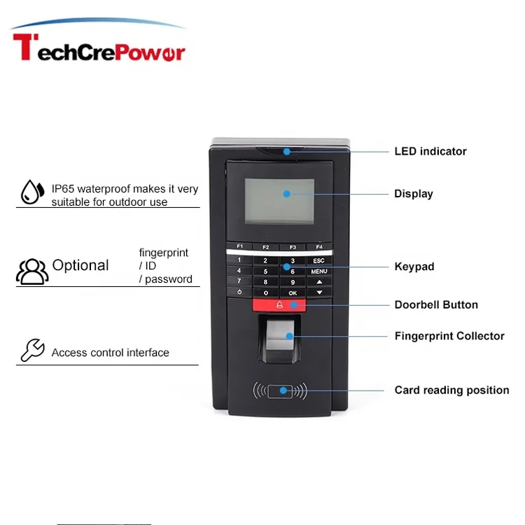 F20 Biometrics Screen Fingerprint Button Rfid Access Control