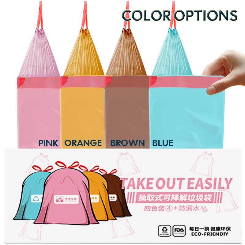 Epi Biodegradable Garbage Bags Orange Drawstring Trash Bag Household Bin Bags With Handle Buy