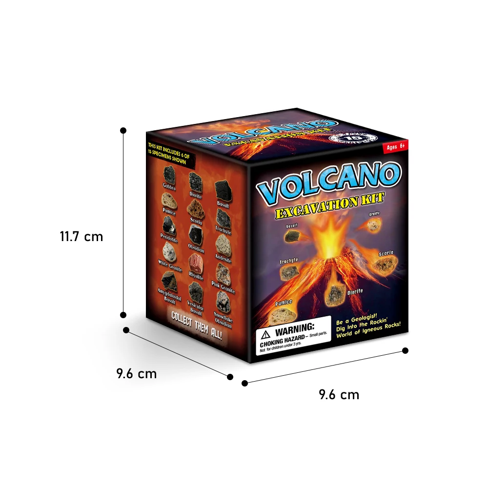 Volcano Eruption Science Rock Excavation Toy Set 6 Stone Discover ...