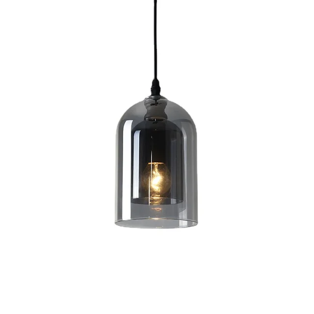 Popular Indoor Decorative LED Glass Lamp Amber Smoky Glass Chandelier Lighting Kitchen Dinning Restaurant Pendant Lights