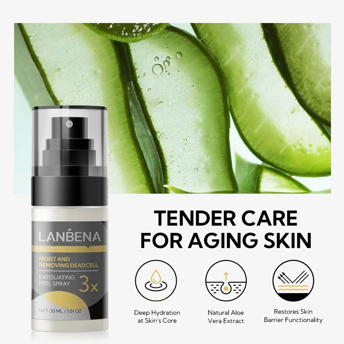 LANBENA Facecare Exfoliating Spray Korean Skin Care for All Skin Types with Natural Aloe Vera Extract supplier