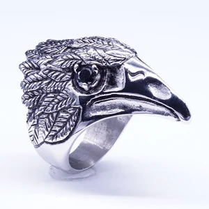Crystal Eye Punk Style Men's Jewelry Ring Hip-hop Biker Boy's Cool Jewelry Stainless Steel Eagle Ring Red Vintage Charm Ring