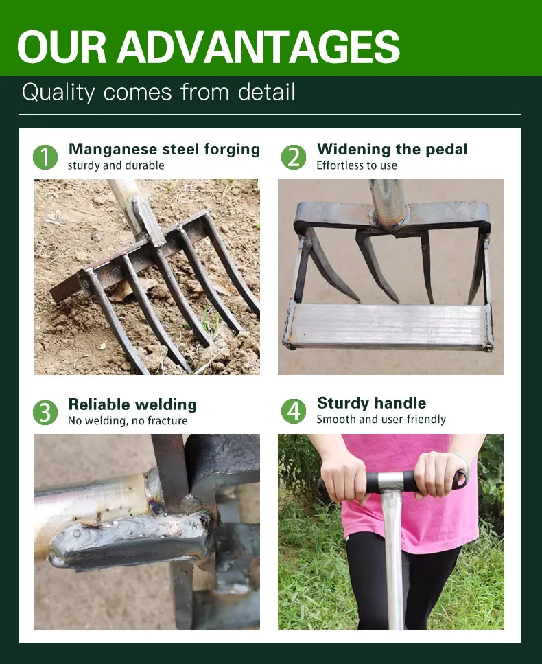 product high quality five teeth deep turning  compostable garden tools  agricultura steel fork-4