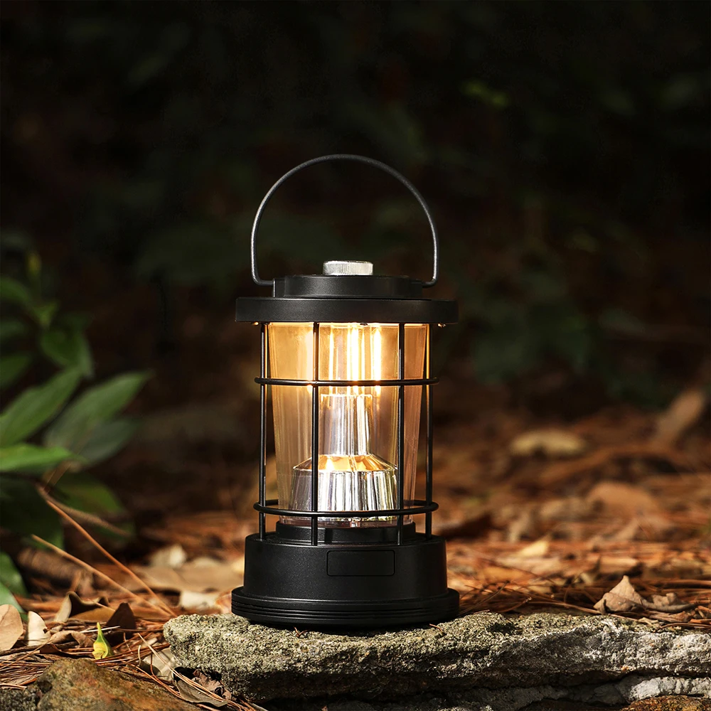 LED Camping Lantern,Rechargeable Retro Metal Camping Light,Battery