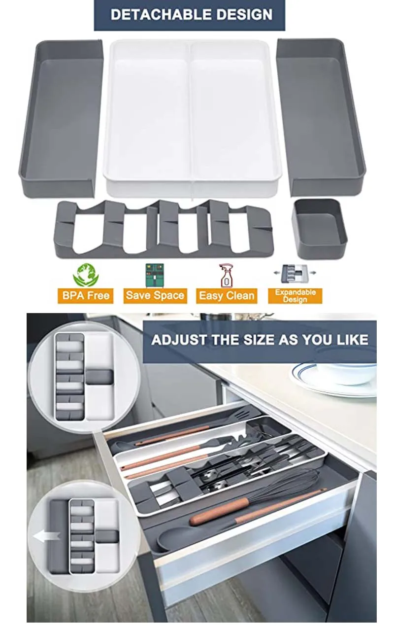 2022 Newest Expandable Kitchen Utensil Drawer Organizer Adjustable