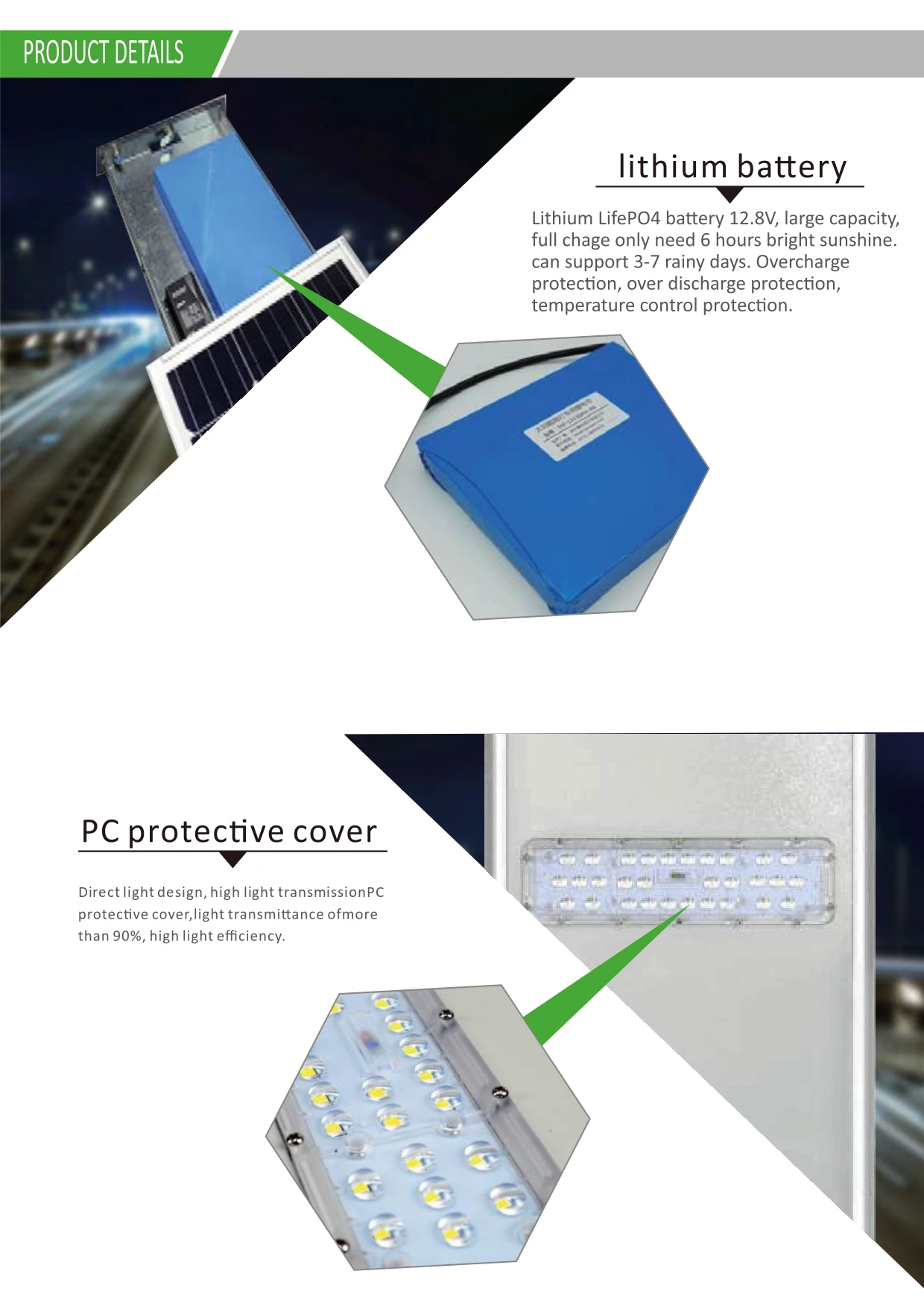 All In One Solar Street Lighting Lithium Iron Phoshpate Battery