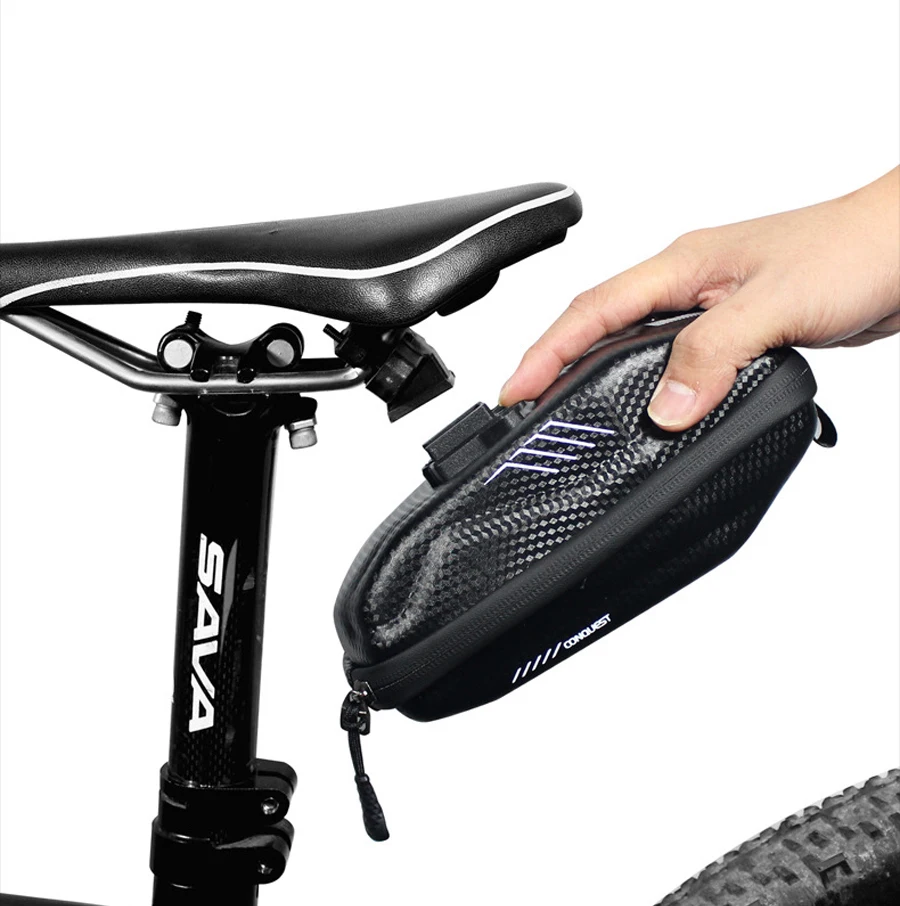 Ridefixing 1.5L Hard Shell Bicicleta Saco de sela Caminhadas de bicicleta MTB Bicicleta Saco de ferramentas traseiro Acessórios de bicicleta refletivos Noturno