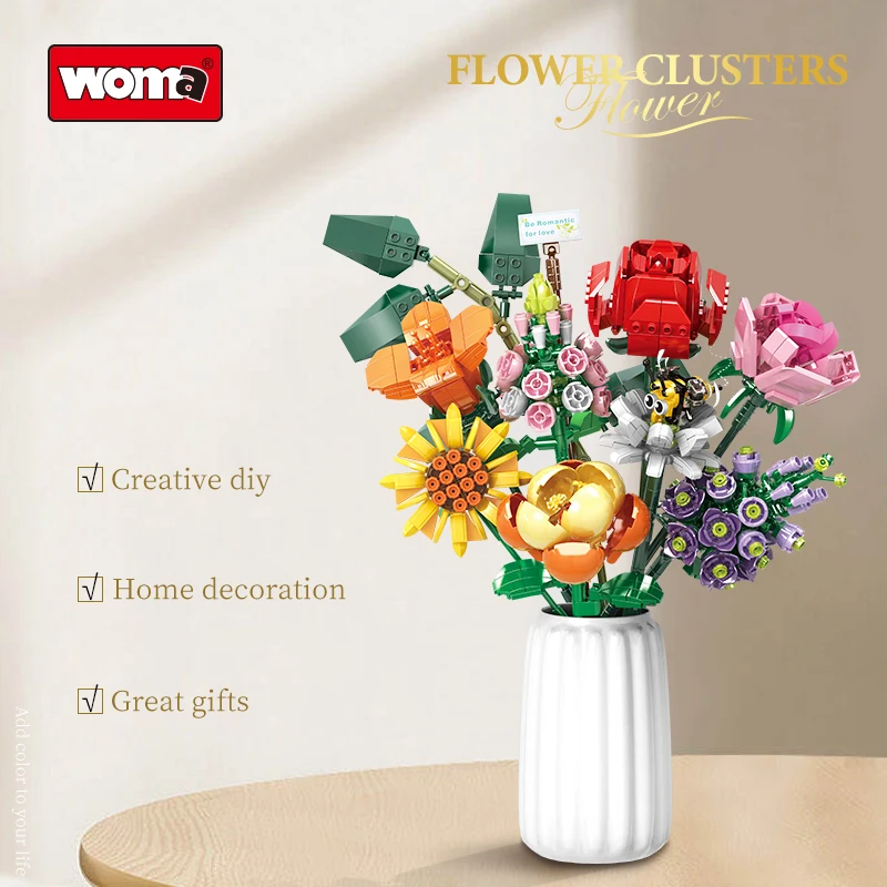 Woma Toys 2024 Flower Bouquet Brick Set - 770pcs Building Blocks