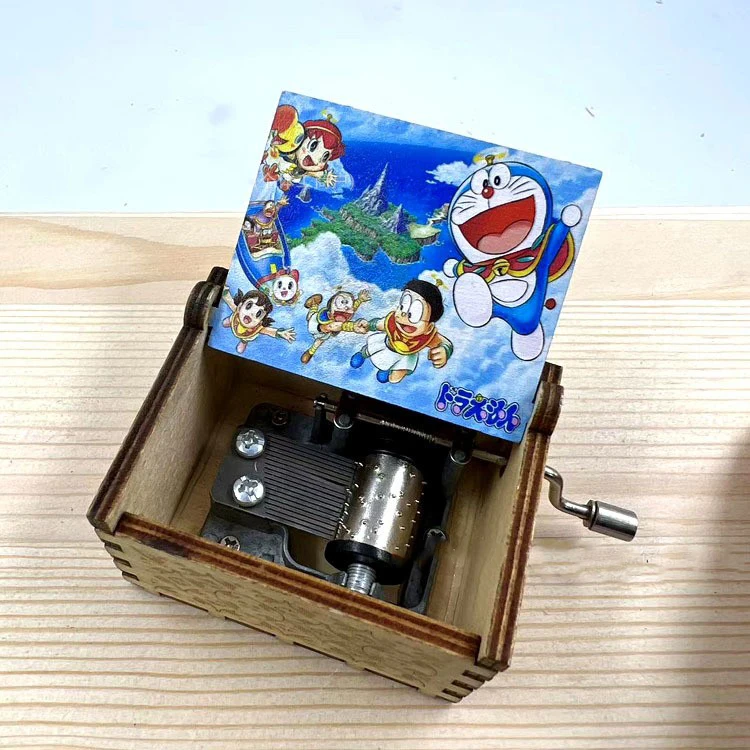 Doraemon Wooden Hand-Cranked Music Box - Custom Engraved Toy