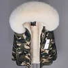 Beige Fur+Camouflage coat