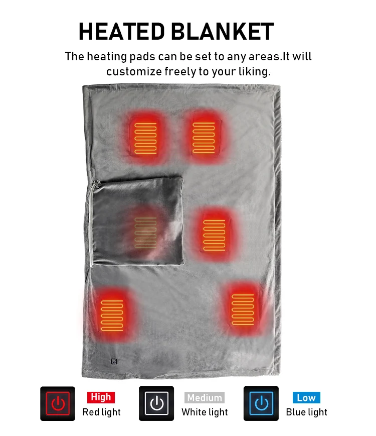 Wearable Fast Heating Blanket Battery Operated Outdoor Cordless Heating