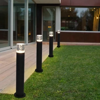 Black acrylic outdoor die-cast aluminum rectangular garden LED bollards Light Hotel Villa landscape columns