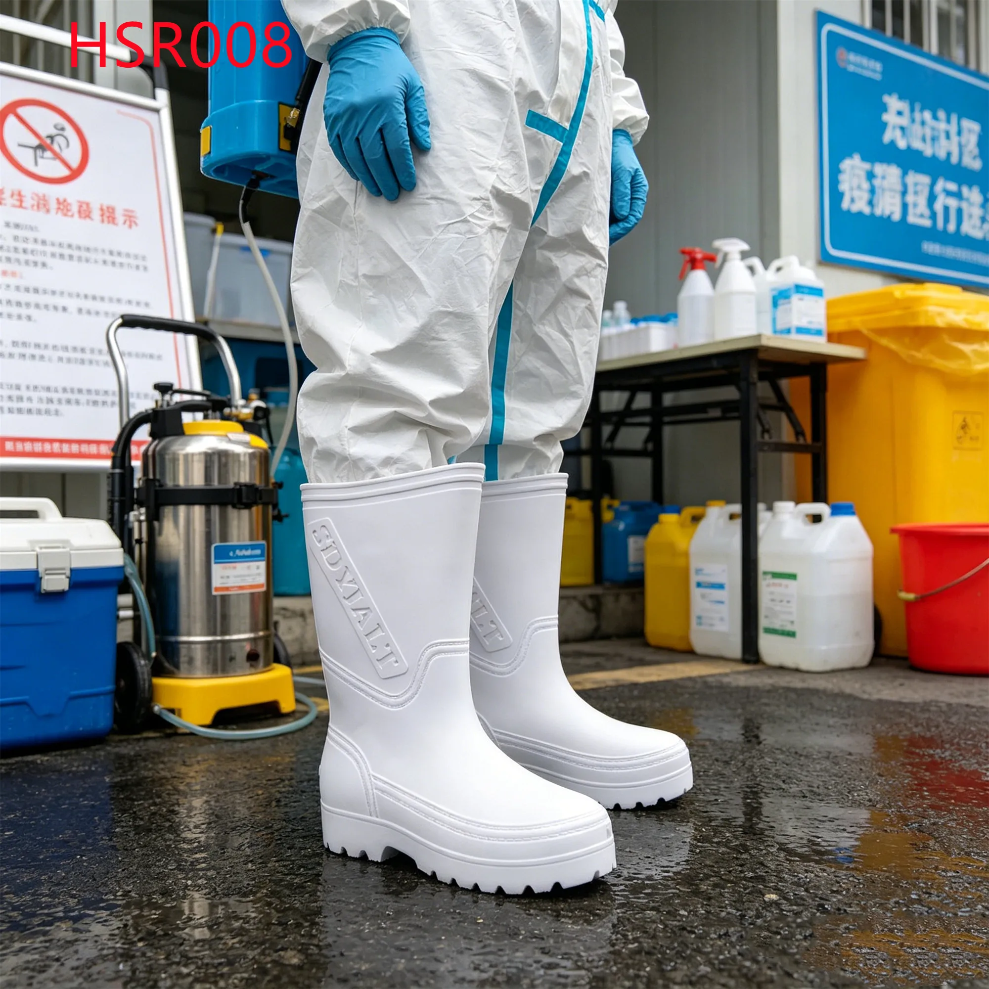 LXG,Public Health Worker Easy Washable White Work Boots Tide Pool Site Cleanup EVA Integral Molding Rain Boots for Sale HSR008
