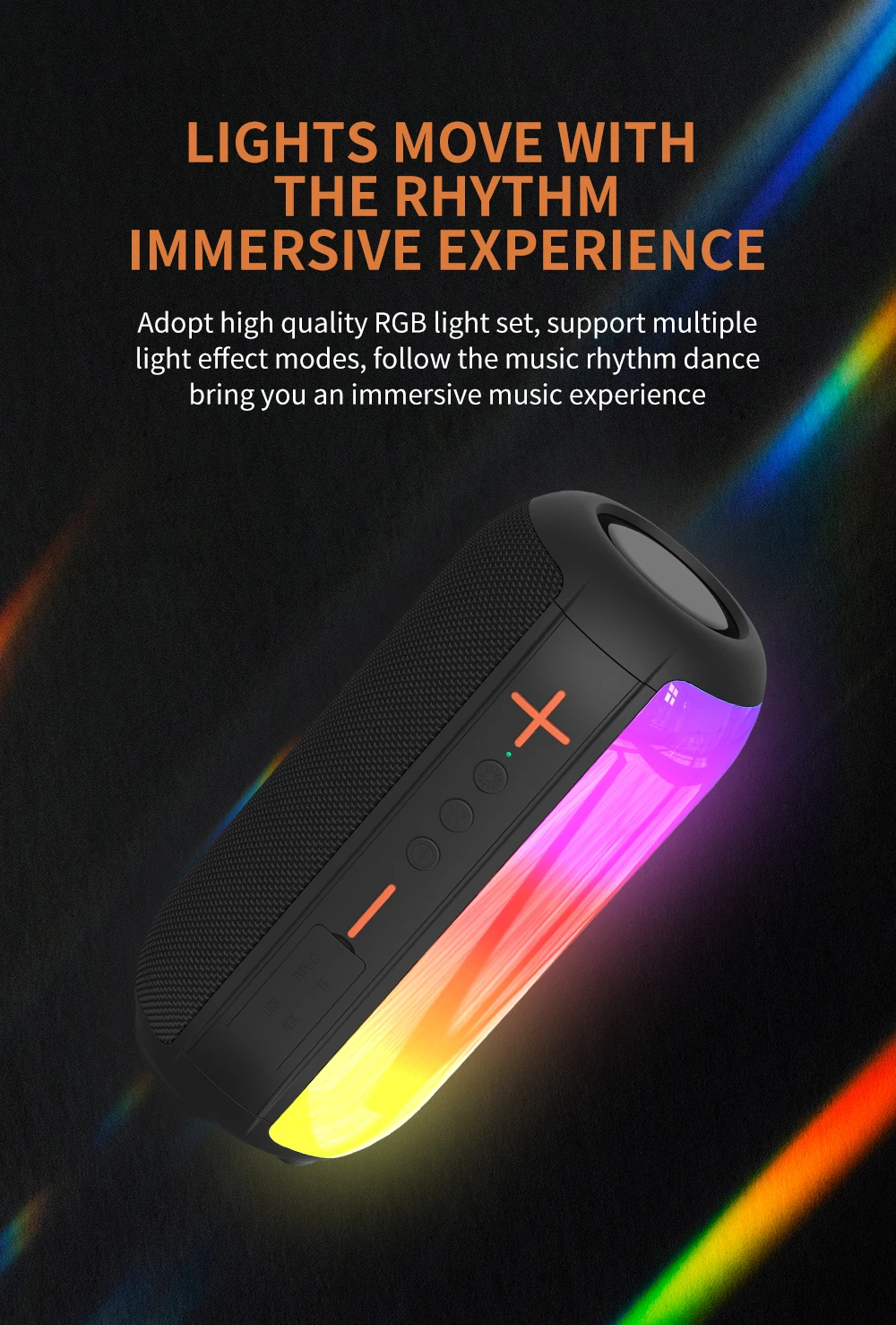 Portable Wireless Blue Tooth Speaker with RGB LED Lights,14W HiFi Sound ...