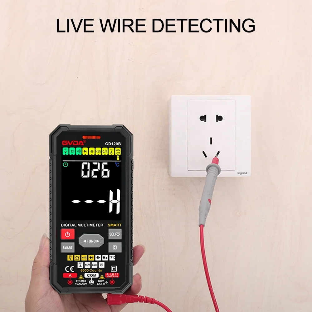 GVDA Smart Multimeter Digital Transistor Testers 6000 Counts True RMS Auto Range Electrical Capacitance Meter