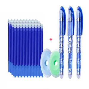 Student Erasable Pen 0.5 Blue Pen Refill Rubber School Office Stationery Set