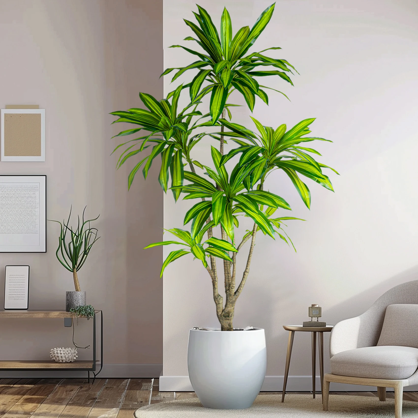 Brazilian Iron Tree Simulated Dracaena Fragrans Decorative Artificial Bonsai Grass Leaf-Type Leaves Home Office Outdoor Hotel