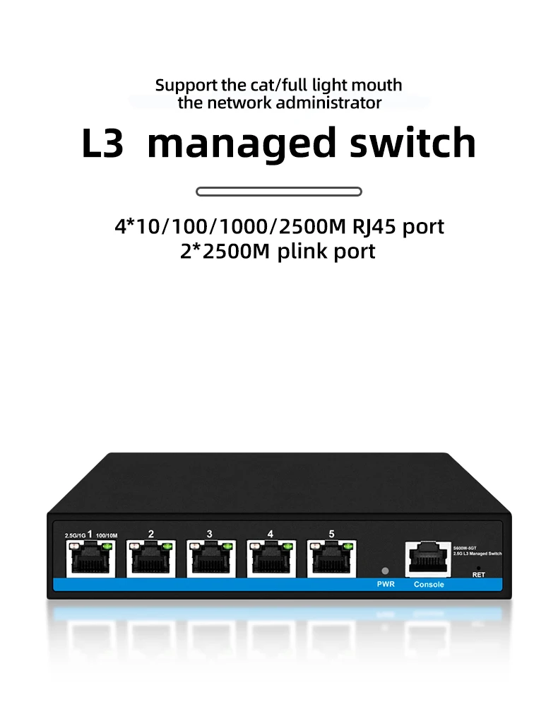 2.5G Management Switch 5 RJ45 Ports with 1 Console Port Managed L3 PoE  Network Switch details