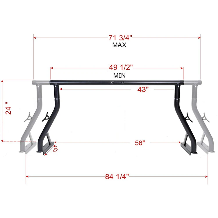 Jhmech 1 Pair Adjustable Steel Pick Up Truck Extend Utility Racks With