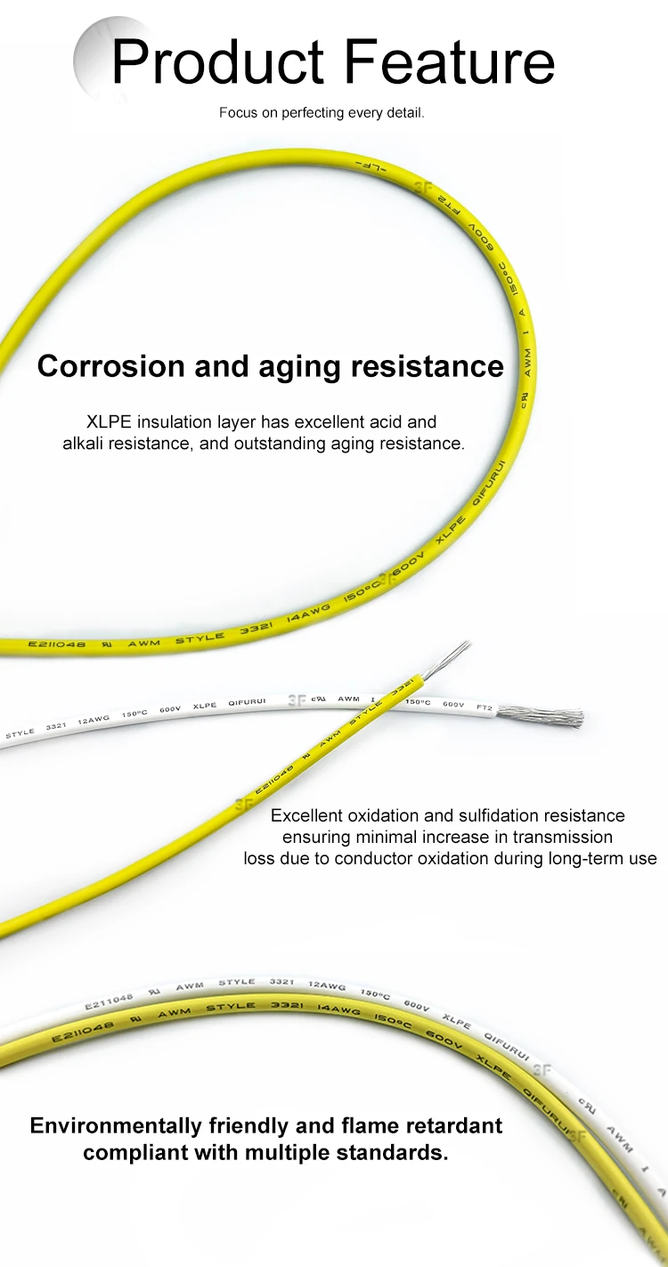 3F ul 3321 150 Degree C Hookup Single Bare Coopper Copper Conductor Different Size Fire Rated Fireproof  Electrical Wire Cable