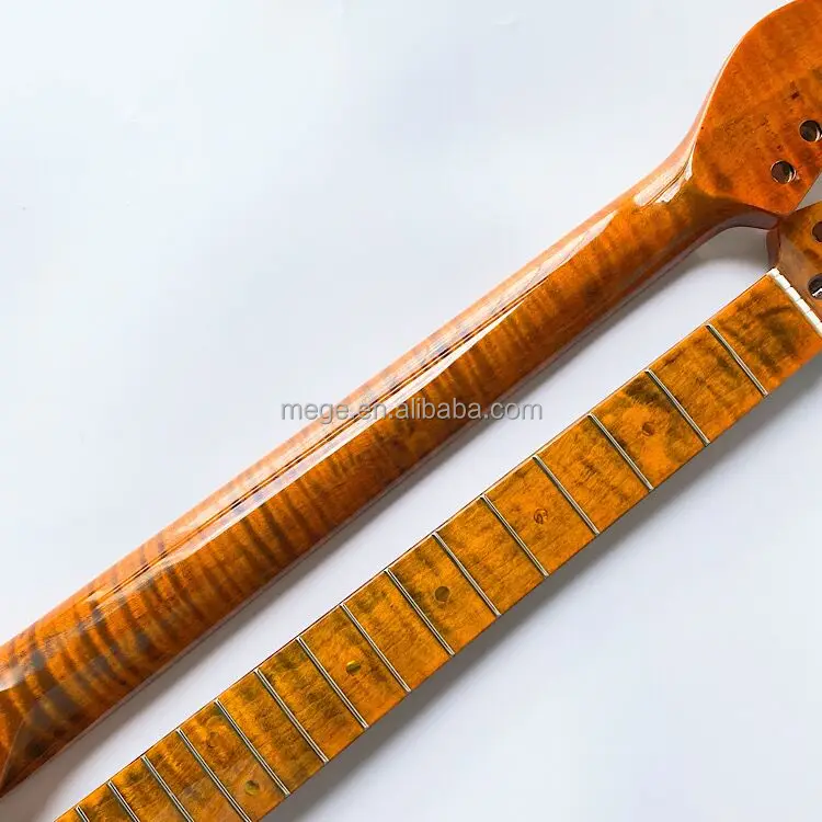 Custom 22 Frets Dark Brown Tiger Flame Maple St Tl Electric Guitar Neck