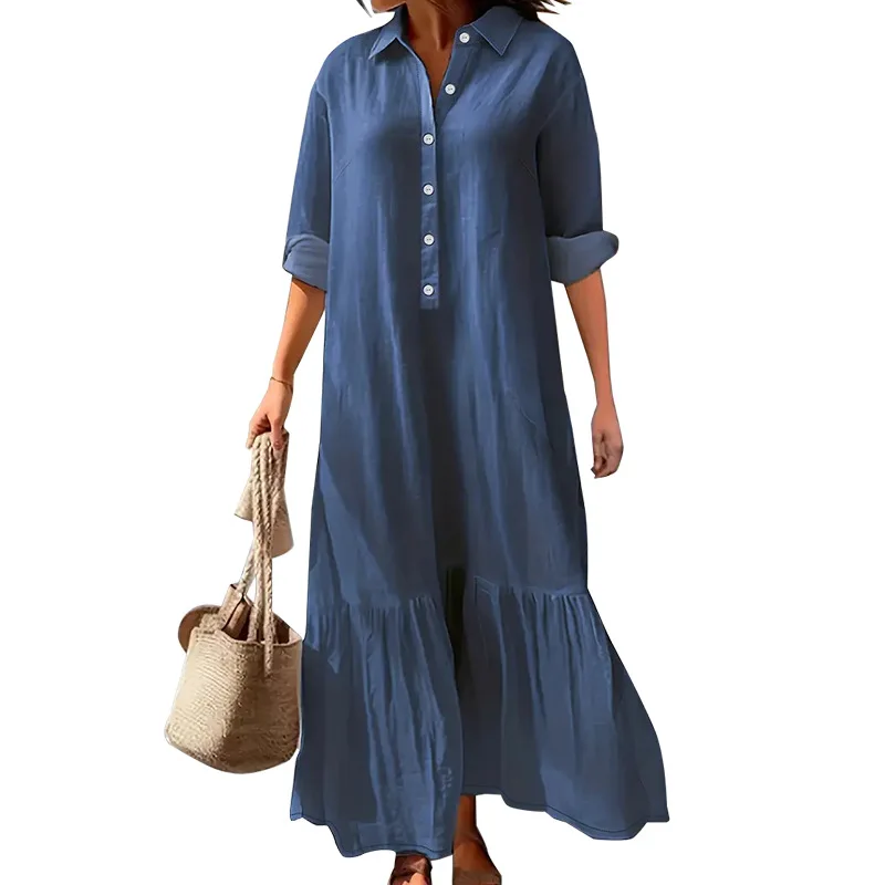 fitted lace wedding dress Skyline Chic Smocked Denim Maxi Dress