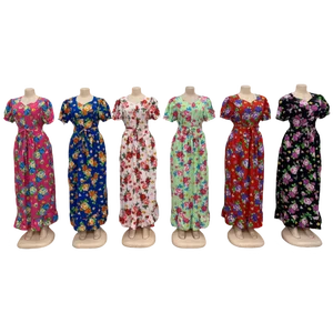 Wholesale New Fashion Muslim Women Robe Ethnic Costume High Waist Short Sleeve Dress