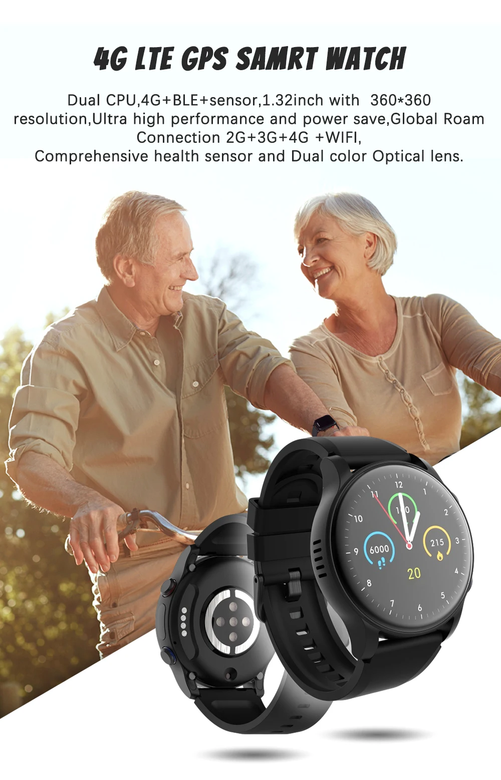 4G Elderly SmartWatch VL08S Health Monitoring Fall Detection SOS Call for Hospital GPS Elderly Sos Bracelet Sim Card Smart Watch