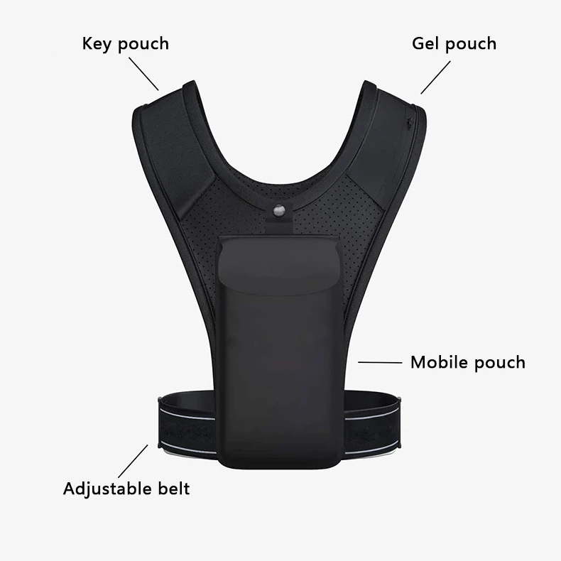 OEM Custom Logo Breathable Reflective Running Vests Hydration Bottle Chest Pack Gear Cycling Phone Holder Running Vest