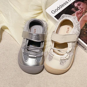 TBS Summer New Princess Shoes for Little Girls Lace Edge Mesh Breathable Outdoor Versatile Sports Shoes
