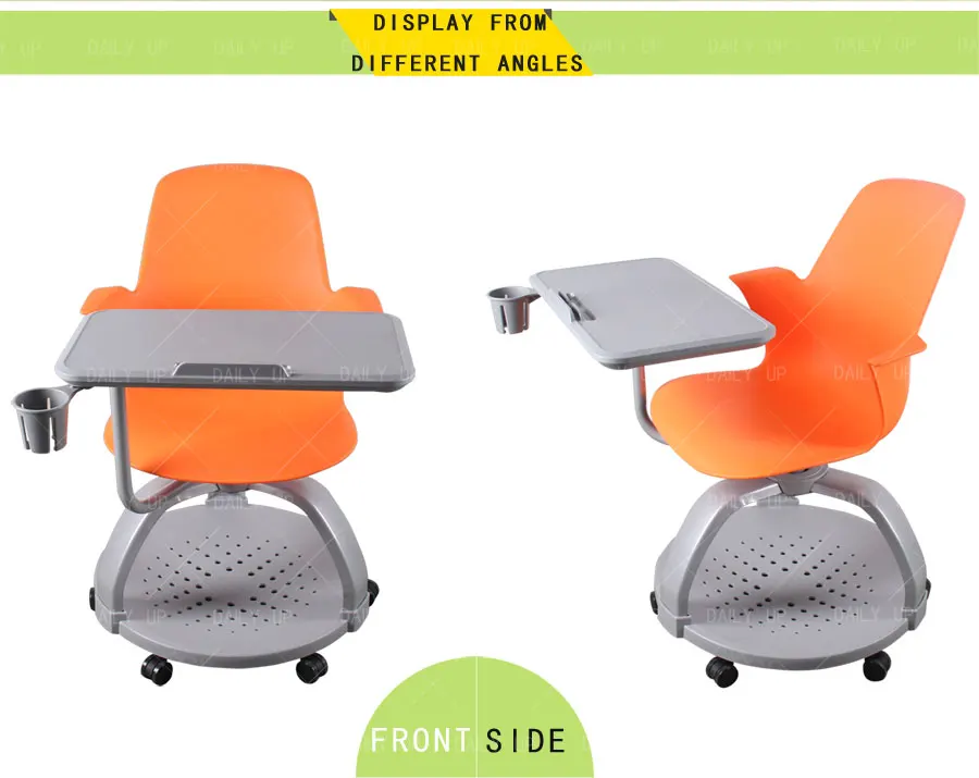 Multi-Functional Swivel Training Chair With Tablet Adjustable Student Chair With Large Book Holder For School Classroom