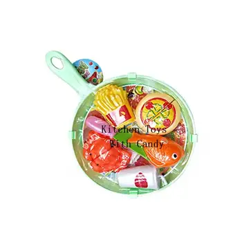 High Quality Funny Developmental Toys Kitchen Frying  Pan And Delicious Playing House Kitchen Toys With Candy For Kids