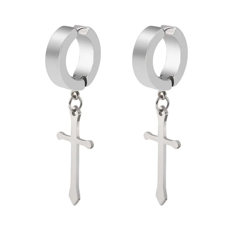 Fashion Titanium Steel No Pierced Cross Ear Clip Stainless Steel