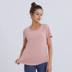 Wholesale Fitness Gym Shirts Clothing Activewear Top Training Breathable Short Sleeve Yoga Sport Top Women Custom Sport T-shirts