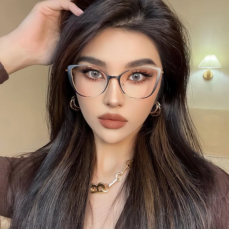 Red Gradient Optical Glasses Frame Women 2024 New Fashion Vintage Cat Eye Prescription Eyeglasses Women Myopia Spectacle Eyewear