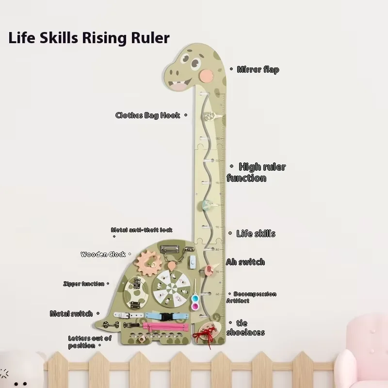 재미있는 교육용 감각 벽 패널 유치원 어린이용 바쁜 보드 일상 나무 높이 측정표 EN71 인증 객실 장식