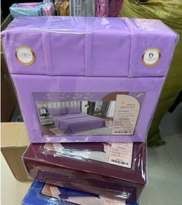 Modern Pattern Bedding Sheet Set Bed Sheet 6PC Sheet Set with 1 Flat & 1 Fitted Sheet with 4 Pillowcase Plain Colors