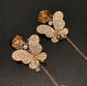 Custom 9K/10K/14K/18K Gold Butterfly Earrings for Women - IGI Certified Lab-Grown Round Diamonds, Perfect Valentine's Gift