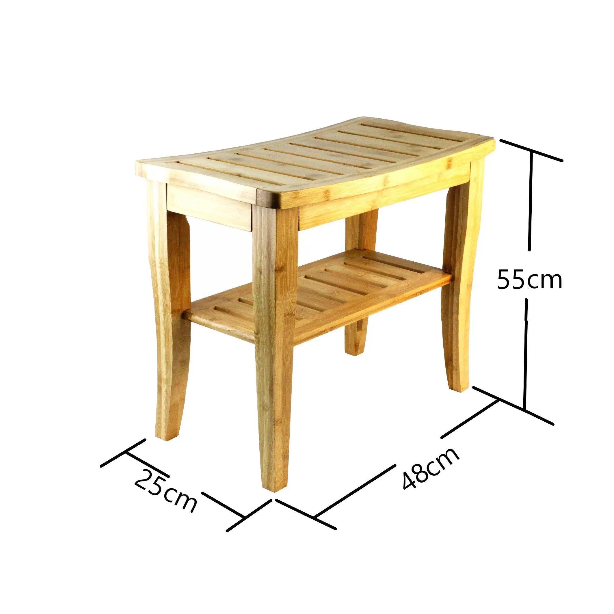 Deluxe Bamboo Shower Seat Bench With Storage Shelf Spa Bath Stool With