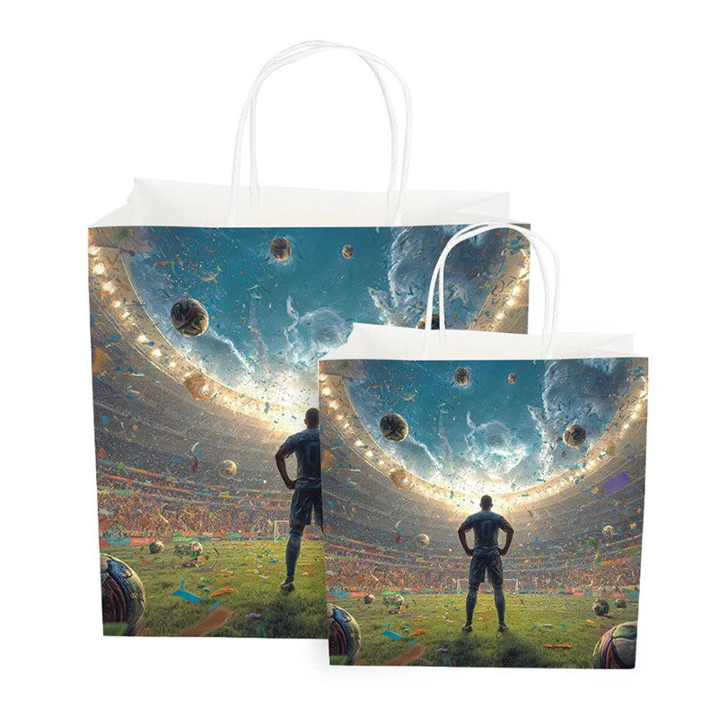 World Cup Shopping Paper Bag Custom Printed Retail Packaging Tote for Football Soccer Event Merchandise Promotion