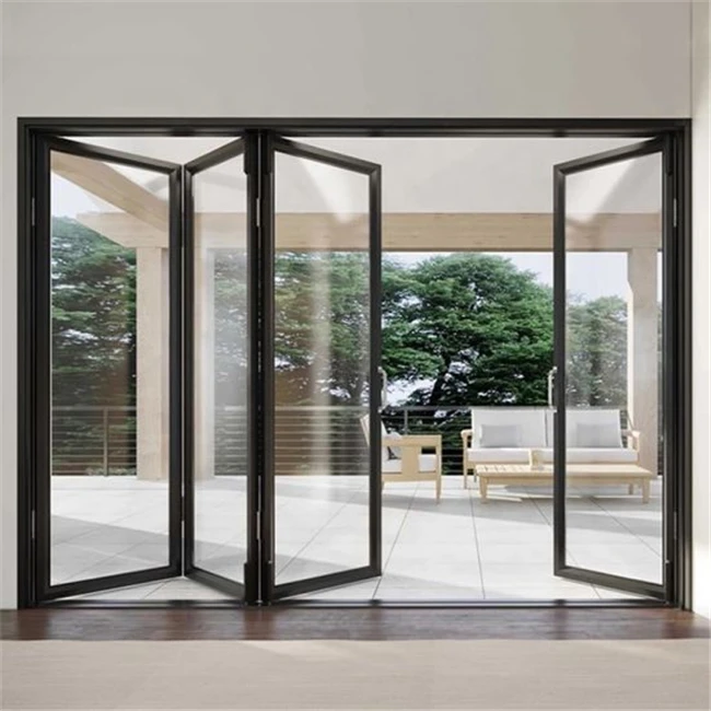 Accordion Sliding Awning Window Sliding Folding Doors Aluminium Door with Fly Screen for Patio Use Interior Glass Foldable 1set