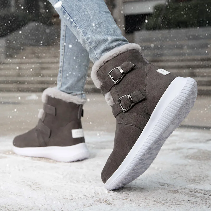 Модная зимняя обувь из хлопка и пушистые зимние сапоги для женщин Нескользящая теплая зимняя обувь для женщин