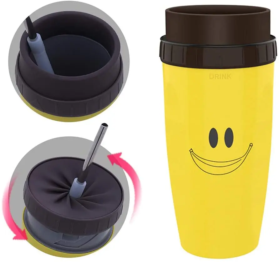 No Cover Twist Top Cup - Leak-Proof Straw - Double-Walled Lidless Twizz Mug