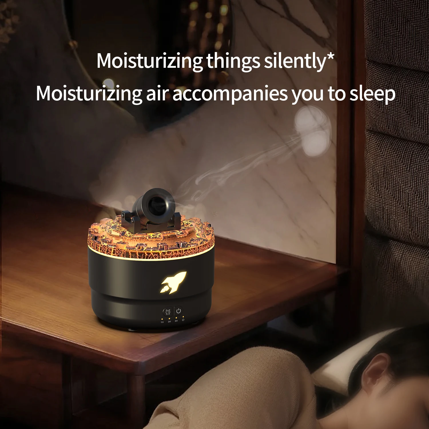 Innovative Products 2025 Cannon 3D Flame lava Jellyfish Aroma Essential Oil Diffuser 7 Colorful Led Flame Humidifier Diffuser