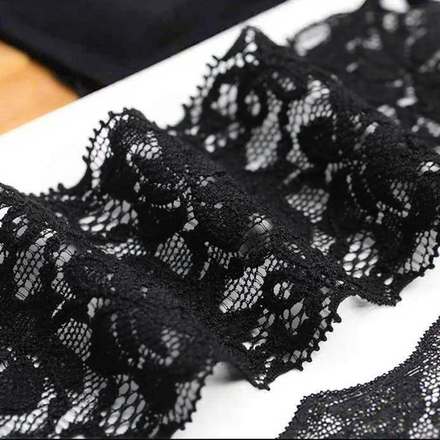 Nylon High Elastic Floral Lace 6.2cm Wide Eco-Friendly Mesh Fabric for Clothing and Underwear Accessories